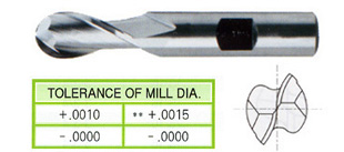 1//16 2-1//2 Length Miniature Ball Nose Double YG-1 57006HN HSS End Mill Long Length 2 Flute TiN Finish