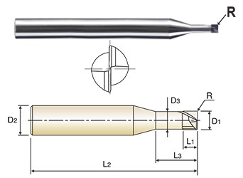 4 Flutes YG-1 E2020 Cobalt Steel Ball Nose End Mill 3.25 Overall Length Uncoated Bright 0.5 Cutting Diameter 30 Deg Helix 0.5 Shank Diameter Weldon Shank Finish Non-Center Cutting 
